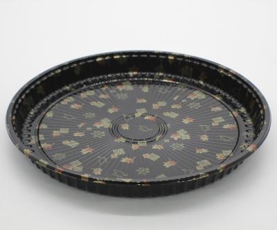 China Disposable Round Japanese Food Plastic Sushi Plates Pet Container for sale