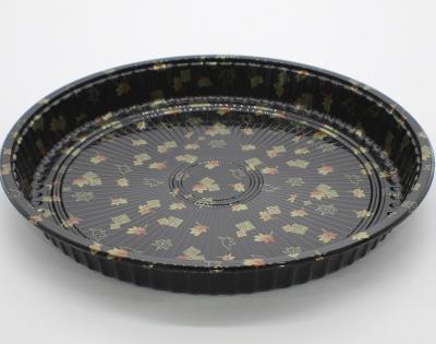 China Reusable Black Round Disposable Travel Display Case Packing Box Sushi Dish For Sushi for sale