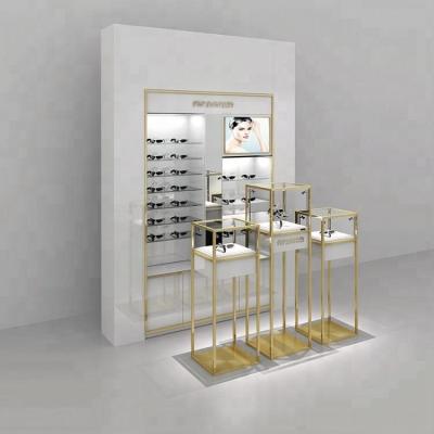 China Handmade Modern Luxury Wooden Jewelry Display Showcase /lockable Glass Jewelry Counter Designs Stainless Steel Display Stands for sale