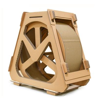 China Ferris Wheel Pet Furniture Roller Viable Corrugated Wheel Treadmill Exercise Cat Scratching Board Rotating Shelf for sale