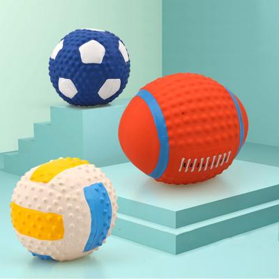 China Sustainable Toy High Elastic Cotton Filled Latex Rugby Football Volleyball Pet Healthy Pet Chew Toys for sale