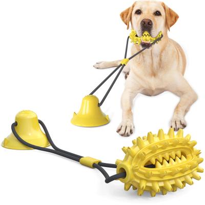 China Viable Suction Cup Dog Ball Permeable Molars Bite Resistant Ball Interactive Toy for sale