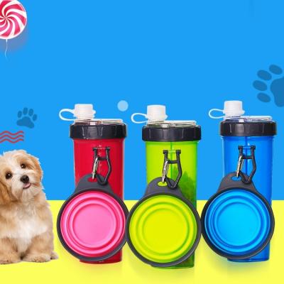 China Sustainable Dog Bottle For Pet Food Moving Container 2-in-1 With Collapsible Outer Dog Water Bowls for sale