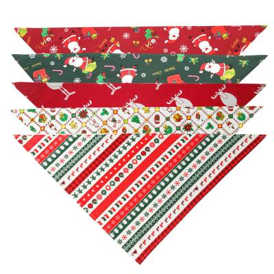 China Viable Direct Custom Made Triangle Cotton Bandanas Christmas Pet Factory Main Scarf Bibs For Dog Cat for sale