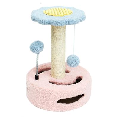 China Stocked Luxury Wholesale Pet Products Toys Cats Climber Scratching Mail Tower Cat Tree With Balls for sale