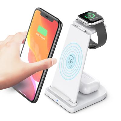 China Promotional QC 3.0 Fast Charger 15w/10w Qi Fast Charging Standard 3 in 1 Mobile Phone Wireless Charger For Iphone12 For Apple Watch for sale