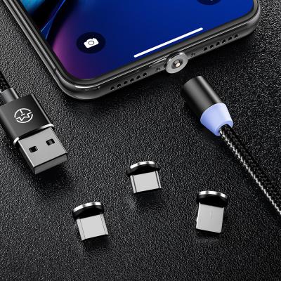 China Camera Fast Charging Braided 3 In 1 Led Magnetic Usb Charging Cable For Type C For Iphone For Android for sale