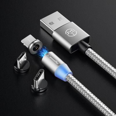 China Camera Cable 2.4a Led Magnet Fast Charging Usb 3 In 1 Magnetic Charging Cable for sale