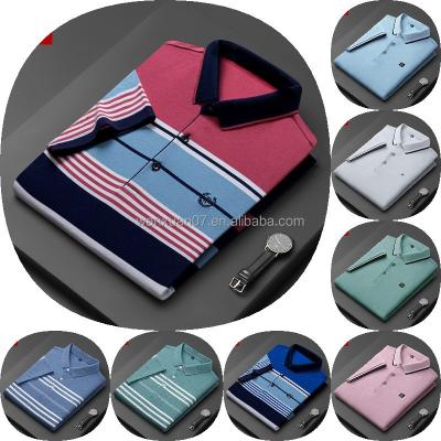 China Anti-wrinkle Embroidery Organic Cotton Academy Stripe Polo Shirt Plaid Men's Logo Polo Shirt 2023 New for sale