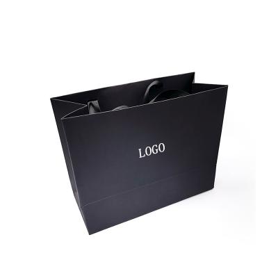 China Recyclable Custom Design Colors Paper Sack Shopping Paper Bags With Logos Luxury Black Paper Gift Bag for sale