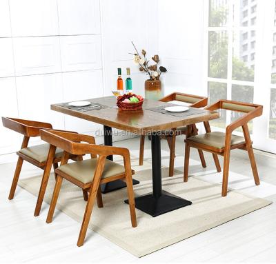 China Restaurant 6 Seater Wooden Vintage Solid Wood Rectangular Dining Table for sale