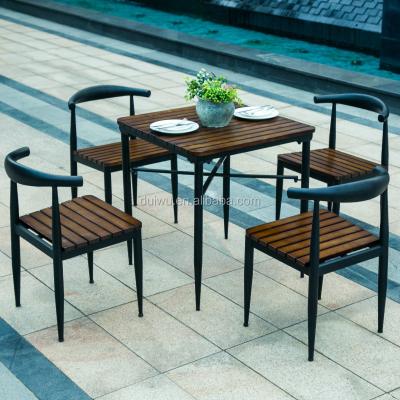 China Industrial Outdoor Waterproof Garden Furniture Set Handmade Painted Wooden Chair And Furniture Cafe Table 1 Set for sale