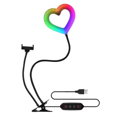 China Mini Heart Shape Ring Light with Soft Tube and Clip for Youtube Shooting Selfie Fill Light Desktop Video Photography for sale