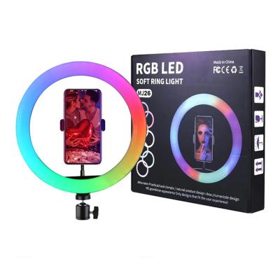 China Mini Wholesale Price 10 Inch RGB Ring Light With Dimmable Mobile Phone Holder LED Selfie Live Light For Makeup, YouTube, TikTok Video for sale