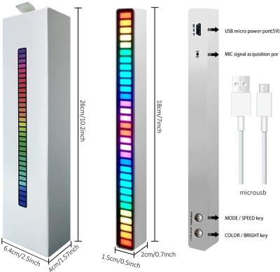 China Colorful Music LED Rhythm Light Desk Lamp Triggered Voice-Activated Relief Interior Decorative Car Strip Light RGB Noise Collection Light Street Light for Office for sale