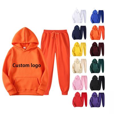 China Custom Logo Oversized Size Plain Sublimation Anti-pilling Hoodies Set Polyester Blanks Pullover Men's Unisex Sweatpants And Hoodie Set for sale