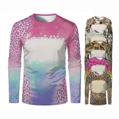 China Breathable Faux Dye Polyester O-Neck Sublimation Blank Pullover Hoodies Custom Oversized Leopard Print Sweatshirts For Men Women for sale