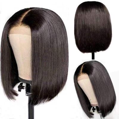 China Cheap Body Wave Short Transparent Hd Lace Human Bob Hair Wig, 8-14inch Mink Brazilian Hair Wig, 4x4 Closure Short Bob Wigs For Black Women for sale