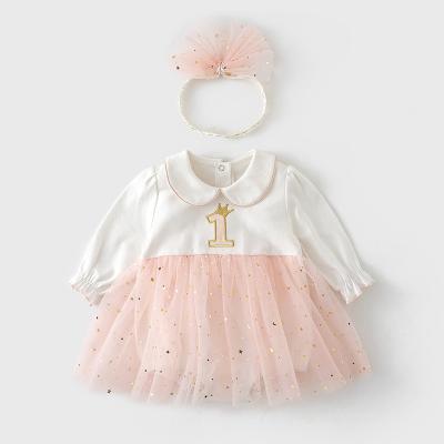 China Anti-static Infant Princess Dress Set 1 Years Toddler Babies Flower Wedding Party Birthday Tutu Clothes Newborn Infant Kids Bow Dresses for sale