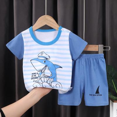 China Wholesale Free Shipping Casual Low Price Cartoon Print Boys And Girls Colorful T-shirt Pants Autumn Casual Wear Baby Boys Clothing Set for sale