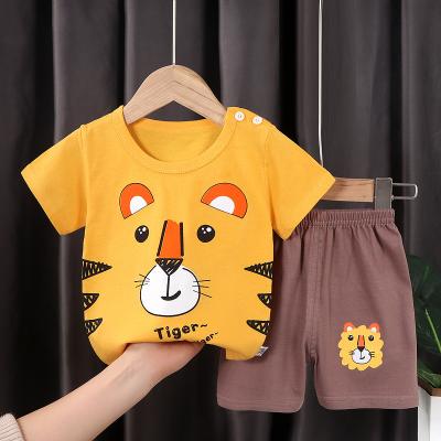 China Free Shipping Wholesale Casual Boutique Kids Boys Sets Colorful Summer Print Cotton Shorts Sleeve Shorts Toddler Boy Clothing Sets 4T for sale