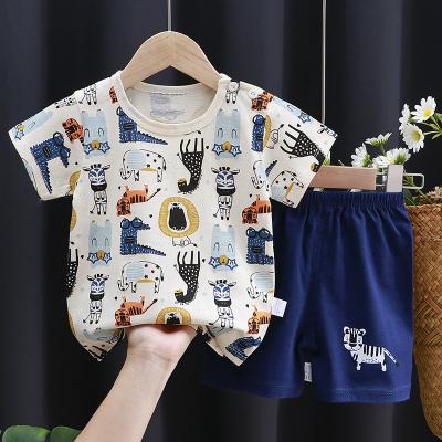 China Free Shipping 2 Piece Clothing Boutique Casual Toddler Boy Set Casual Style Summer Wear Cotton Kids Clothing Sets Clothes Boys for sale