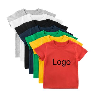 China QUICK DRY Kids Short Sleeve Custom Logo Printing 100% Cotton Plain White Kids Baby Boy T-Shirts for sale