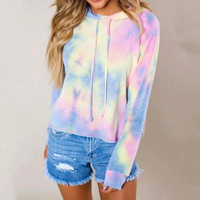 China Custom High Quality Streetwear Women's Pullover Anti-Wrinkle Cotton Tie Dye Hoodies for sale