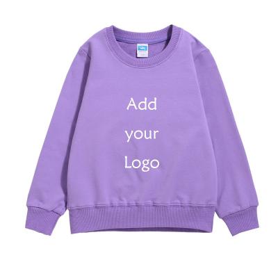 China Anti-Wrinkle Customize Logo Pullover Kids Girl Autumn Winter Student Blank Solid Round Collar Long Sleeve Top for sale