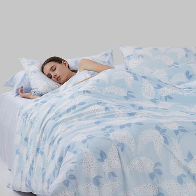 China High Quality Anti-static Home Textile Cotton Bed Sheet Quilt Cover Super Soft Printed 100% Blue Color For Home And Hotel for sale