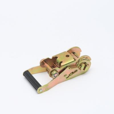 China Super Quality 1.5 Inch 3000kg Steel Yellow Galvanized Plastic Grip Ratchet Lashing Buckle for sale