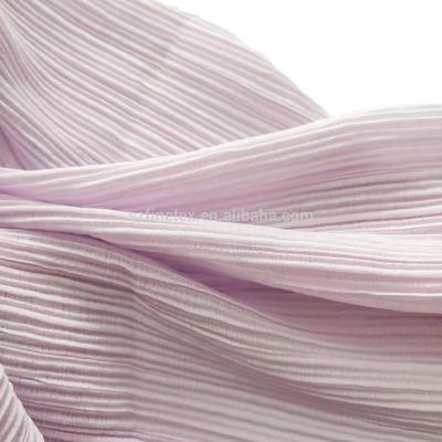 China Factory Price Polyester 75D Plain Weave Chiffon Pleat Dyed Crepe Chiffon Fabric Anti-Static Dyed Pleated Tulle Textile For Dress Shirts for sale