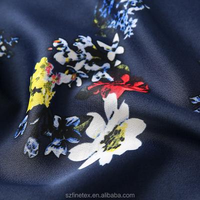 China 100% Luxury Floral Printed Valentino Satin Fabric Stretch Like Polyester Anti-Static Silk for sale