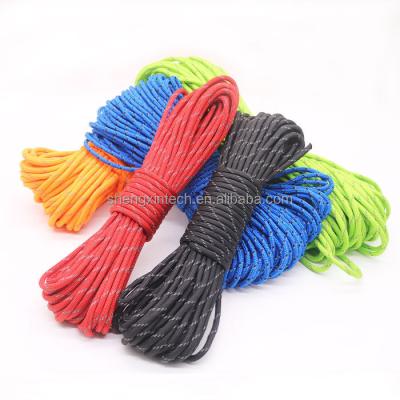 China Reflective 5mm Polypropylene Nylon Polyester Paracord Rope Tent Tie Up 20 Meter Glowire Guyline Camping Ropes for sale