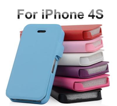 China Blaue Apple-iPhone Leder-Kästen, iPhone 4/4G/4S mit Kartenhalter zu verkaufen