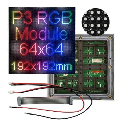 China P3 LED panel 1/16scan 192x192mm outdoor full color outdoor advertising LED video module 64X64 64*64 P3 led display screen for sale