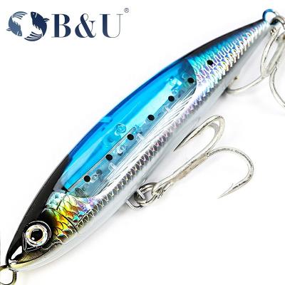 China B&U 150mm Pencil Ocean Boat Sinking Snap Blade Fishing Stickbait Big Game Minnow Lure Bait Topwater Fishing Tuna 150S Tuna Sea Wobbler for sale