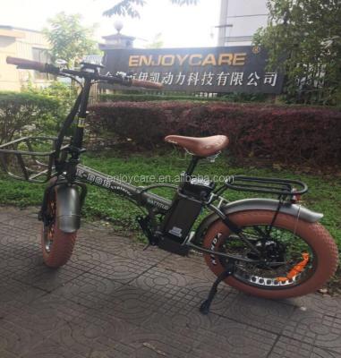 China Fat alloy 20inch aluminum tire with mudgards electric foldable bicycle 48v 500w for sale