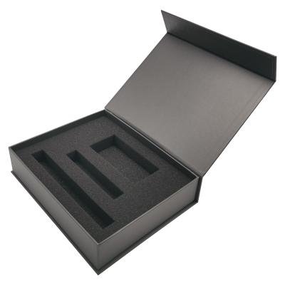 China Foam Insert Plain Cardboard Rectangle Handmade Black Gift Boxes Book Shaped Rigid Box With Magnetic Closing Lid for sale