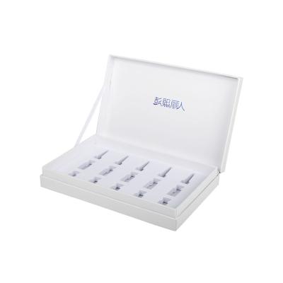 China Free Sample Brand Logo Luxury Handmade White Gift Cosmetic Box Packaging Hinged Lid Small EVA Inlay Empty Paper Cardboard With Ribbon for sale