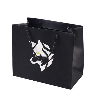 China Recyclable Luxury Black Shoes Clothes Kraft Paper Bags Printed Logo Custom Packaging Paper Bag Clothing Shopping Gift Jewelry for sale