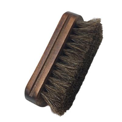 China 11cm Wooden Sneaker Cleaning Decontamination Horsehair Wooden Shoe Brush for sale