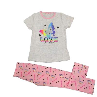 China New Casual Girls Dressing Set Baby Clothes Summer Kids Clothing Sets T-shirt+Pants 2Pcs Girls Pajamas Sets for sale