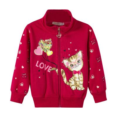 China Anti-pilling kids sweatshirt with zipper- 2020 hot design OEM custom girl's sweatshirt with long sleeve kids wear for sale