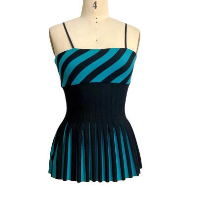 China Custom women anti-pilling camis tops halter top black blue green pleated bows sexy colorful tops for ladies summer new design slim fit for sale