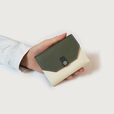 China NO Korean Short Color Contrast Wallet Women's Simple Wallet Personalized Hand Holding Zero Mini Wallet for sale