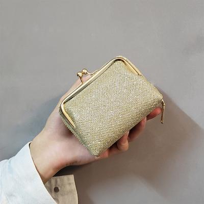 China NO 2023 New Sequins Bags Wallet Credit Card Holder Kiss Lock Small Coin Purse Accordion Wallet For Women Men Sequin Bag for sale