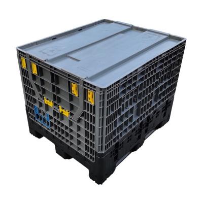 China 2022 Hot Sale Recycled Heavy Duty Industrial Plastic Pallet Box Plastic Collapsible Pallet Box Large Size Container With Lid for sale