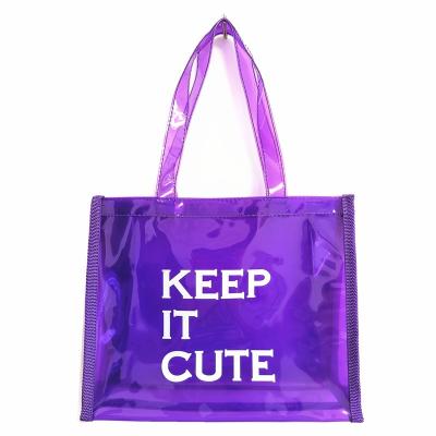 China Hot Sale Fashionable Jelly Shopping Bags Stylish Tote Bag Letter Printing PVC Clear Transparent Shoulder Bag for sale