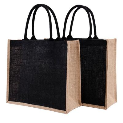 China Factory Wholesale Empty Jute Shopping Bag Eco-friendly Retro Laminated Waterproof Burlap Tote Bag With Custom Logo for sale